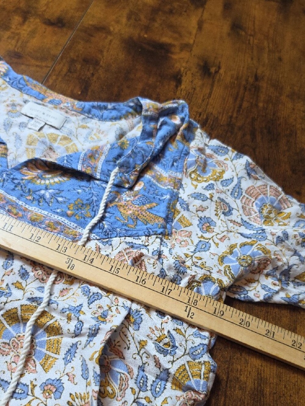 LUCKY BRAND | Boho Peasant Tassel‎ Tie Floral Paisley Blouse Flowy Viscose | M - Picture 5 of 8